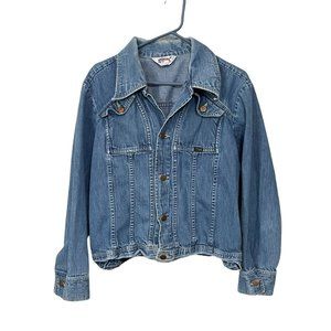 Vintage Wrangler Denim Jean Jacket Button Up Flap Pocket Spread Collar XL